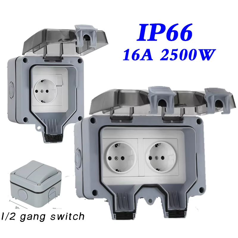 Outdoor Power Rack - EU KR Outdoor Wall Waterproof Sockets