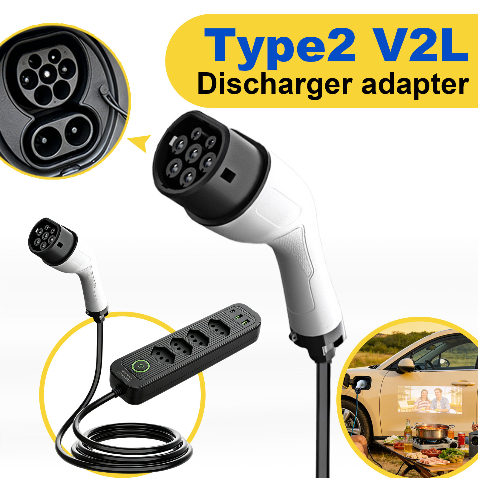 Type2 V2L Discharge Adapter 16 - Outdoor Power Rack ulasan dan harga